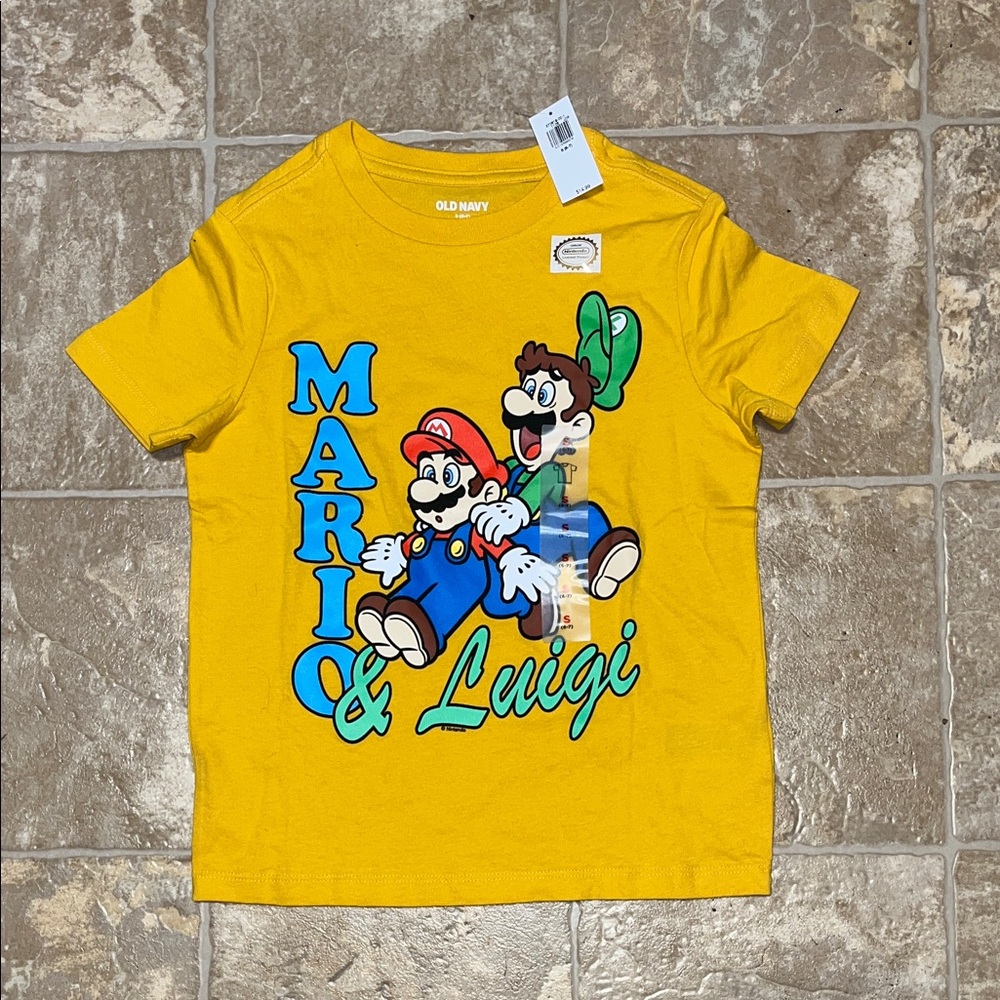 NWT Old Navy Kids Yellow Mario & Luigi Tee